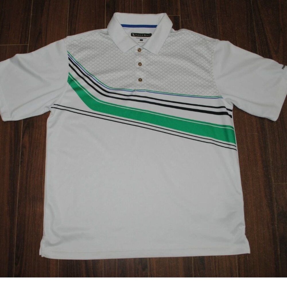 Pebble Beach Performance White Polo Large Chest 44"